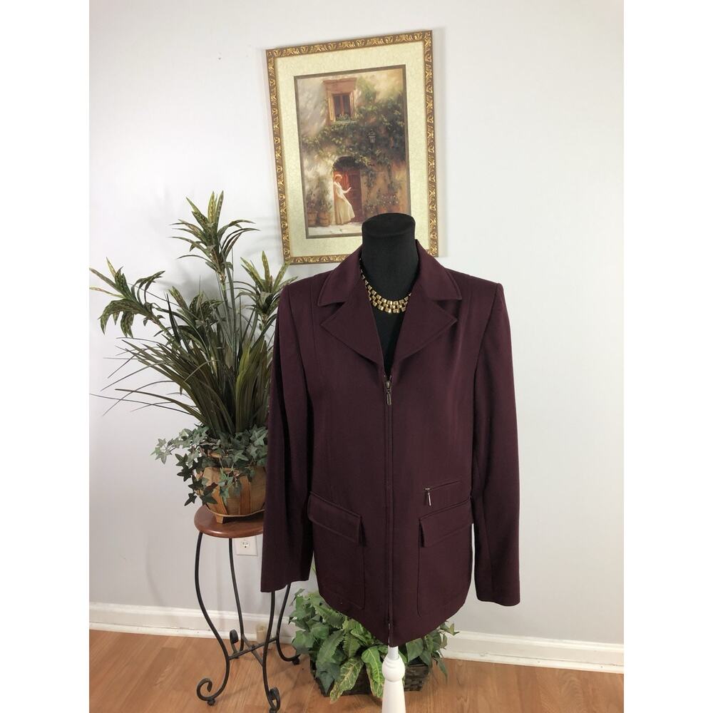 Embassy Row Women's 6 Jacket Maroon‎ Long Sleeve Zipper Clueless Preppy Office